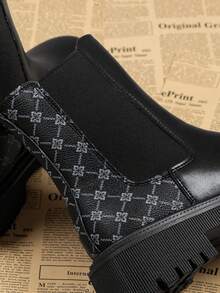 Women's 2026 New Spring/Autumn Single Boot, Thick Sole Slim Chelsea Ankle Boots - Black - View 6