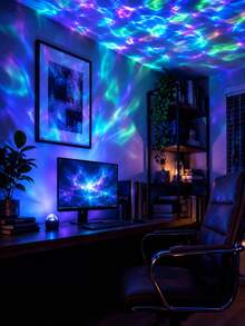 Aurora Galaxy Projection Lamp, 7-Color RGB Starry Night Light, USB 5V/1A Powered, Touch Control, Sound-Activated Rhythmic Light, Creates Dreamy Bedroom Atmosphere And Gaming Room Decor - Multicolor - View 6