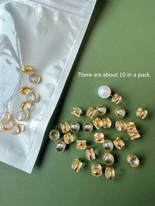 Approx. 100pcs Women's Daily & Holiday Wear Transparent Anti-Slip Metal Ring Hamburger Ear Plug Accessories - Gold - View 6