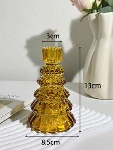 1pc Green Glass Christmas Tree Shaped Conical Candle Holder, Desktop Candle Holder, Christmas Home Desktop Decor, Holiday Party Decoration Ornament - Multicolor - View 14