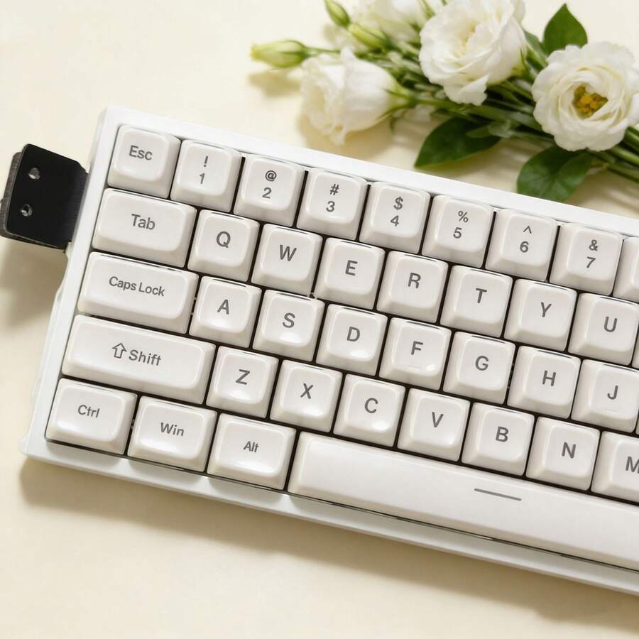 Jelly White Non-Translucent Keycaps, MDA Height, 132 Keys, Non-Translucent Legends - View 1