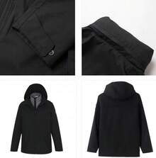 Timberland 新款男士戶外登山攀岩保暖抓絨可拆卸帽 2合1/3合1軟殼外套 - 黑色/灰色 - 查看 7