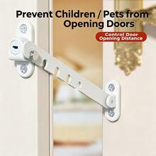 Children Safety Lock Door Window Windproof Support Lock Strap, Stainless Steel Material 5-Position Adjustable Door Window Limit Safety Lock, Indoor Baby Drawer Lock Strap Fixer - Multicolor - View 1