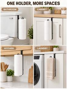 Toilet Tissue Holders, No Drilling Design, Black, White, Gold, Silver Wall Mounted Bathroom Storage Organizer, Kitchen Cabinet, Laundry Room, Small Space Hanging Rack, Home Decoration, Relaxing Atmosphere - Multicolor - View 5