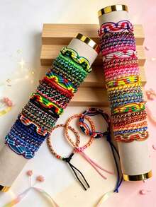 11/22 Pcs Kids Hand Braided Friendship Bracelets, Adjustable Colorful Woven String Wristbands, Boho Festival Jewelry Gift For Girls Boys - SZ001-010 - View 10