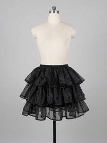 Women's 3-Layer Tulle Puff Skirt, High Waist Elastic Fluffy Mini Petticoat, Suitable For Halloween, Cosplay And Dance - Multicolor - View 2