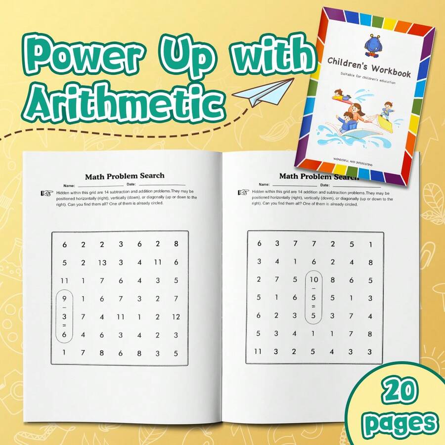 Arithmetic Math Puzzle Notebooks, Addition & Subtraction Problem Search, Number Games, Calculation Practice, Logical Thinking, Problem Solving & Brain Training Exercises, English Edition - Arithmetic Math Puzzles - View 1