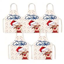 5 Packs Kids Apron With Cute Christmas Pattern Design For Girls Boys, Children Art Painting Aprons Kitchen Classroom Cooking Baking , DIY Party - Multicolor - View 12