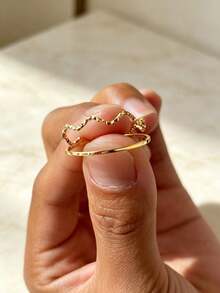2pcs Stainless Steel Plain Thin Ring Set, Niche Design, Premium Feel, Stackable Pinky Rings For Women - Gold - View 4