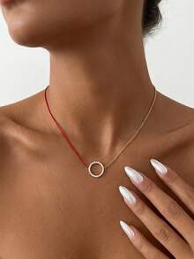 1pc Moissanite Necklace, Exquisite Lucky Circle Pendant Necklace, Suitable For Women's Daily Wear And Gift Giving - Lucky Circle Moissanite Necklace - View 4