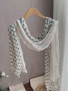 1pc Women's Pleated Polka Dot Print Scarf, Lightweight Sheer Long Neck Shawl, French Soft Wrap, Suitable For Daily Wear And Vacation - Multicolor - View 2