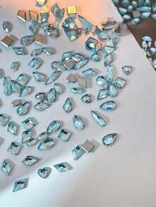 45pcs Iridescent Ice Sugar Zirconia Flat Back Nail Rhinestones, Faceted Flat Back Nail Art Gems, Shiny K9 Beveled Small Flat Back Irregular Rhinestones, Mixed Color Nail Rhinestones, Sparkling Nail Decoration Accessories - Multicolor - View 7