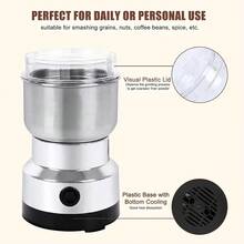 Quick Grinding USB Rechargeable Portable Coffee Bean Grinder, Electric Smash Machine, Multifunction Small Food Grinder, Grain Grinder, Suitable For Home, Office, Exquisite Christmas Birthday Kitchen Gift For Coffee Lovers - Silver - View 3