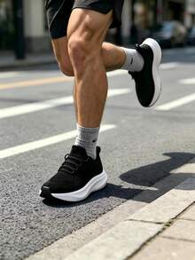 Men's Lightweight Breathable Running Shoes, Non-Slip Sports Casual Shoes - Black - View 3
