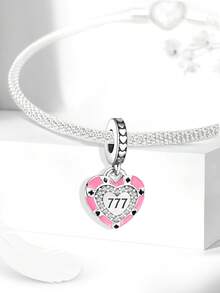 1pc Heart-Shaped Rhinestone Eiffel Tower Pendant Bead For Bracelet DIY, Women's Jewelry Daily Matching Decoration, Girls Accessory - Silver - View 10