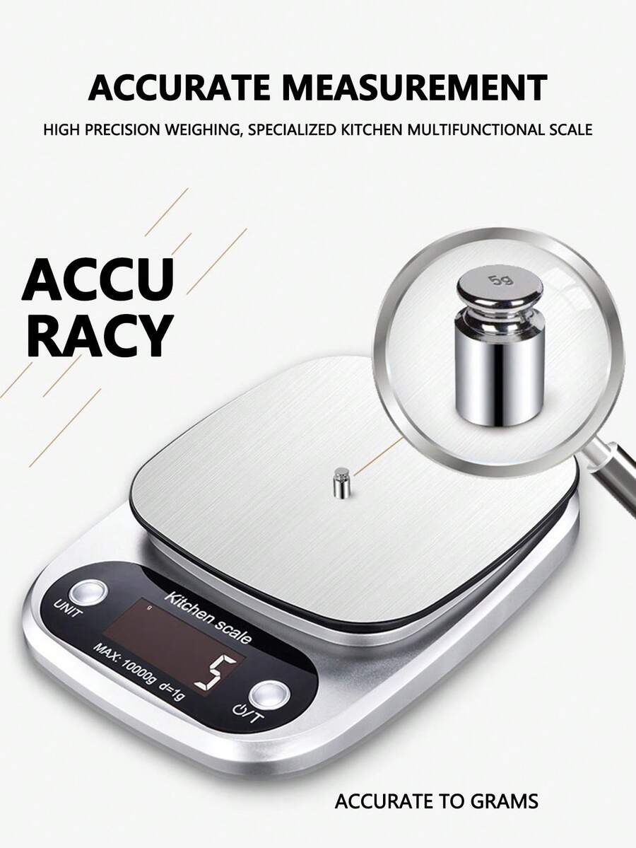 [Best Seller] Multi-Function Electronic Scale, 10kg Capacity, High-Definition LCD Digital Display, Food Scale, Handheld Coffee Scale, Suitable For Kitchen Baking, Cooking, Weight Loss And Nutrition Meals. (Battery Not Included)