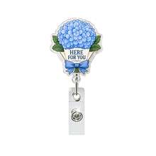 1pc Floral Retractable Badge Reel, Inspirational Flower Acrylic Rotating Badge Holder, Medical ID Clip, Souvenir - Multicolor - View 19