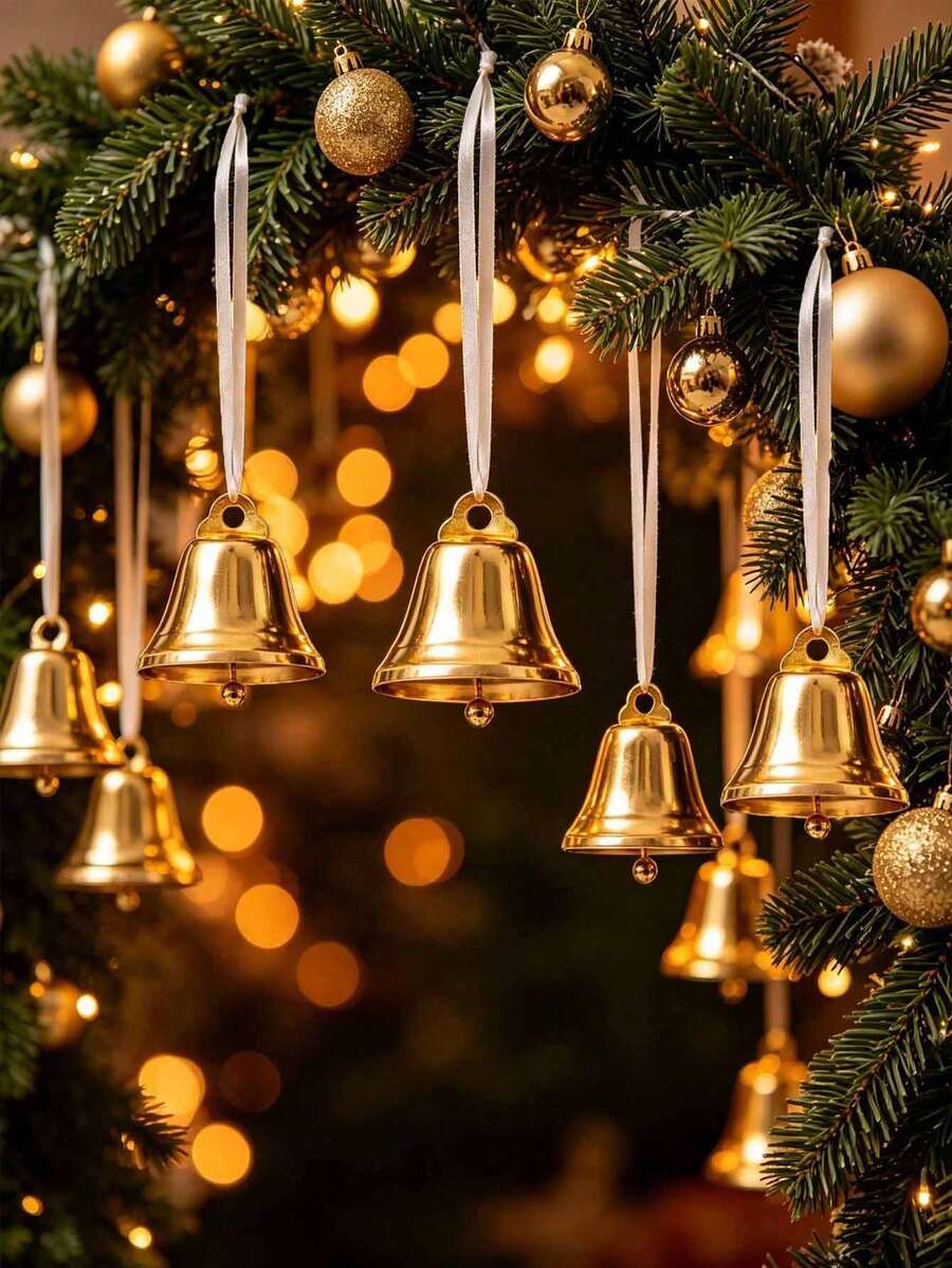 21pcs/Set Gold Bell Decorations, For Tabletop Centerpiece Decor, Small Wedding Tabletop Decor Bells - A - View 1