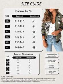 Plus Size Women Zip-Up Casual Everyday Printed Jacket Vacation - Green - View 6