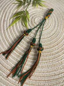 1pc Handmade Woven Prayer Beads Tassel Pendant, Dual-Color Contrast Tassel, Muslim Prayer Beads Accessory, DIY Handmade Tassel - Multicolor - View 4