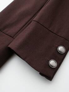 Jaket Wanita Model Napoleon Kancing Ganda Cocok untuk Musim Gugur - Coklat - View 5