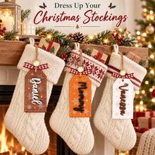 Custom Christmas Stocking Name Tag, Personalized Wooden Snowflake Ornament, Holiday Stocking Decor, Customized Christmas Tree Decorations, Customizable Name Bag Charm, Festive Party Accessories, Christmas Gift For Family Friends, Merry Christmas - Style B - View 6