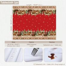 1pc Christmas Winter Santa Village Snow Scene Pattern Tablecloth, Stain-Resistant Dining Table Decor Cloth, Suitable For Kitchen, Dining Table, Coffee Table, TV Stand, Entryway, Party Holiday Decoration, Home Decor, Christmas Gathering - Multicolor - View 10
