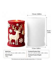 Christmas Reindeer Embossed Cylinder Silicone Candle Mold, 3D Pressed Deer Snowflake Bell Wax Mold, For DIY Aromatherapy Candles Christmas Table Decoration - Silicone Candle Mold - View 9