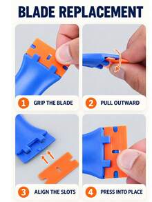1PC Plastic Scraper Set With 10/20/30/50pcs Replacement Plastic Blades, Multi-Purpose Sticker & Label Remover Tool With Non-Slip Handle, Adhesive Cleaning Scraper For Windows, Floors, Stoves, Car Glass & Home Use - Multicolor - View 12
