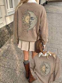 Plus Size Women's Autumn Vacation Daily The Sun And The Moon Graphic ...