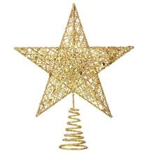 1pc Glitter Golden Star Christmas Tree Topper, Festive Indoor Holiday Decoration With Sparkling Metallic Design For Christmas Trees, Holiday Decor For Home & Xmas Tree - Multicolor - View 15