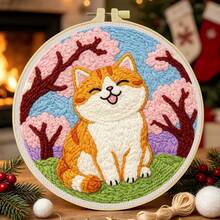 DIY Punch Needle Kit For Beginners – Includes Punch Needle, Yarn, Instructions, Square Hoop & Pre-Printed Fabric (Animals With Hearts). Creative Craft For Wall Decor Or Gifting. 2D Printed Punch Needle Starter Kit. 20x20cm (7.87x7.87 In). - Cheerful Animals - View 16