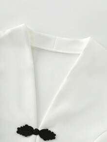Elegant Front Button Design Commuter Fashion Chinese Frog Button Office Spring Autumn Women's Blouse - Black and White - View 4