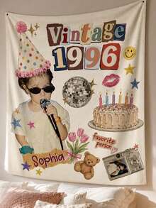 Personalized Vintage 30th Birthday Party Backdrop, Customized Childhood Photo Disco Birthday Party Background, Birthday Tapestry Party Decoration - Multicolor - View 11