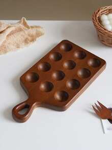 1pc Multi-Slot Acacia Wood Egg Holder With Handle; Wooden Baking And Egg Storage Tray; Hanging Storage; Suitable For Kitchen Or Restaurant Egg Rack, Or As Baking Or Refrigerator Egg Holder; A Cute Gift - View 16