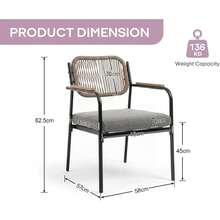WAHSON OFFICE CHAIRS 4PCS Grey Stackable Outdoor Garden Dining Chairs With Rope Back - 4 Gray - View 4