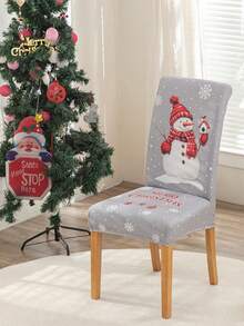 1/4/6pcs Digital Printed Elastic Chair Covers, Removable Christmas Red Dining Chair Slipcovers, Home Banquet Holiday Chair Seat Covers - Light Grey - View 6