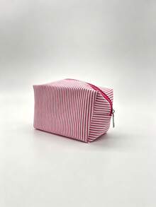 Campus Style Striped Pencil Case/Stationery Storage Bag - Multi-Functional Large Capacity Design, Can Store Office Supplies, Also Can Be Used As Creative Multi-Functional Pen Box Or Portable Travel Makeup Bag, Essential Item For College Students, Suitable For Students And Adults Daily Use, Back To School Season Essential - Multicolor - View 9