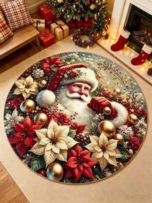 1pc 3D Realistic Santa Claus Plush Carpet, Decorative Rug, Bedroom Decor, Small Rug, Carpet, Home Decor, Living Room Carpet, Living Room Small Rug, Bedroom Carpet, Living Room Home Decor - Multicolor - View 4