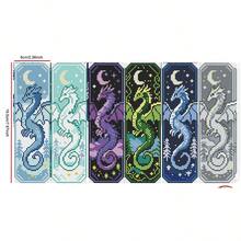14CT Printed Cross-Stitch Bookmark Kit Includes 6 Bookmarks, Dragons Of Different Attributes, Along With Instructions, Embroidery Floss, Fabric, And An Embroidery Needle. For Beginners And Craft Enthusiasts. - Dragons - View 3