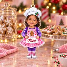 1pc Custom Kids Photo Career Christmas Ornament,Vet Chef Scientist Firefighter Astronaut Builder Custom Face Tree Decor,Holiday Keepsak,Christmas Gift - Cadet Blue - View 11
