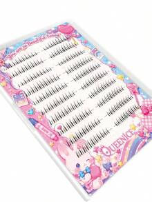 Queenice Segmented Individual False Eyelashes, Manga Dense Fluffy Under Lashes, Versatile Natural Lashes, Lightweight Soft Reusable, Easy To Apply, Natural Airy Look, Brighten Eyes, Perfect For Daily, Halloween, Christmas Parties & Various Makeup - D - View 8