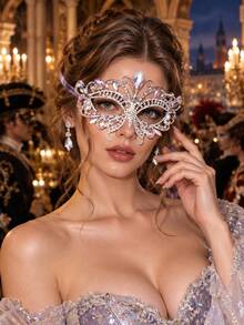 Butterfly Rhinestone Women's Masquerade Mask, Crystal Eye Mask With Ribbon, Wedding Ball Halloween Carnival Cosplay Party Costume Accessory - Mask - View 1