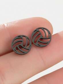 1Pair New Sports Small Volleyball Earrings Stainless Steel Fashion Sports Jewelry - GED241 - View 5