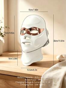 7-Color Facial And Neck Light Therapy Device, Home LED Light Therapy Equipment, Red Light Therapy, Suitable For All Skin Types, Facial Skincare Tool, Wireless Charging, 900mAh Lithium Battery (White Facial And Neck Integrated) - Multicolor - View 10