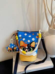 1 buah Tas Tangan Anak Laki-laki dan Perempuan Motif Kartun Bahan Nilon Penutup Magnet Lucu Tas Selempang Cocok untuk Semua Musim Penggunaan Sehari-hari Dengan Liontin - A - View 11