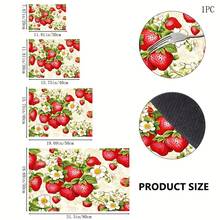 1pc Red Strawberry & White Floral Kitchen Drain Mat Table Mat, Fruit & Plant Print Dining Table Mat Coffee Table Mat, Country Farmhouse Style Desktop Decor Mat, Spring & Summer Kitchen Dining Home Decor - Multicolor - View 7