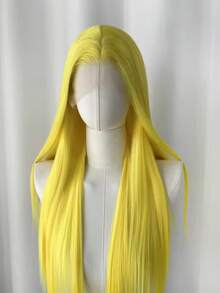 websterwigs Halloween Cosplay Lemon Yellow 13x4 HD Lace Front Wig Hand Tied Transparent Lace Medium Cap For Women Fashion 150% Density - Multicolor - View 3