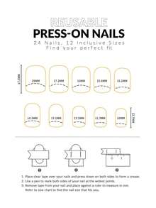 24pcs Short Coffin Shaped Press-On Nails, Snowflake White French Glitter Bell Fake Nails, Includes Jelly Glue And Nail File - Multicolor - View 4