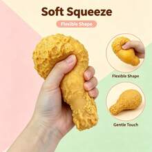 1pc Fried Chicken Leg Shaped Squishy Toy, Soft TPR Squeeze Toy, Realistic Food Appearance Creative Toy, Fun Desktop Decoration And Party Favor Gift - Multicolor - View 6